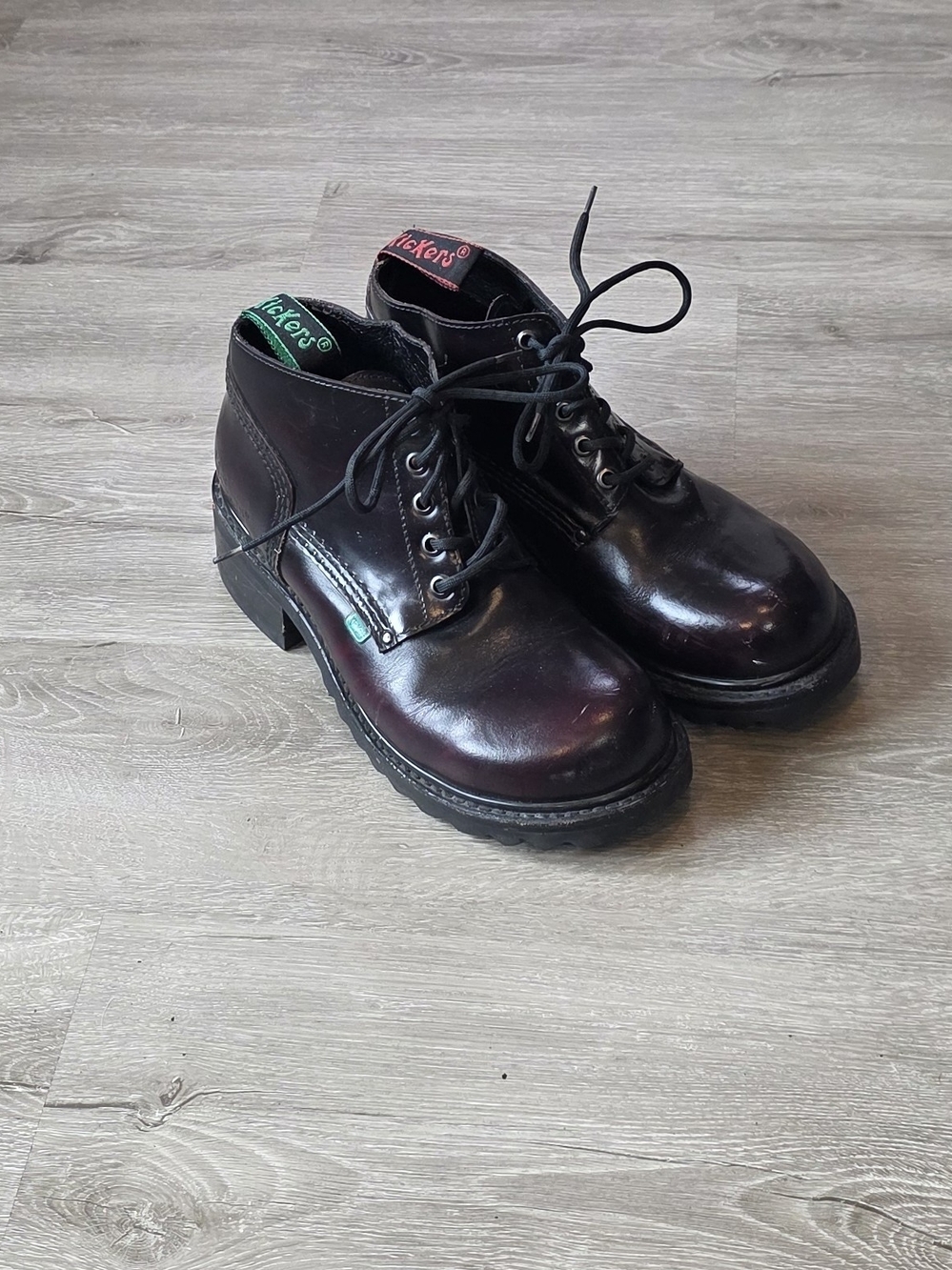 Vintage Kickers Men's Dark Burgundy Leather Lace-Up Boots 446130 Size 9.5